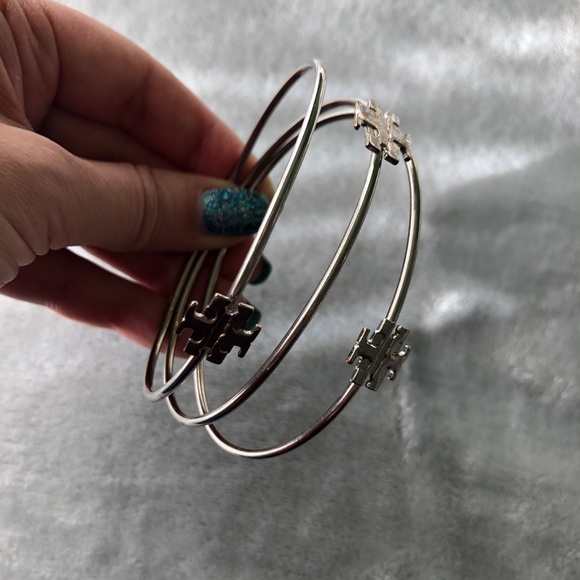 Tory Burch Silver Bangles - Set of 3 Bracelets - Picture 2 of 9
